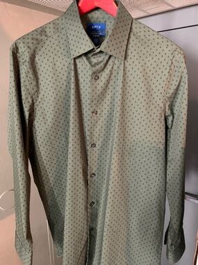 Apt. 9 Men's Olive Green Patterned Long-Sleeve Button-Up Shirt